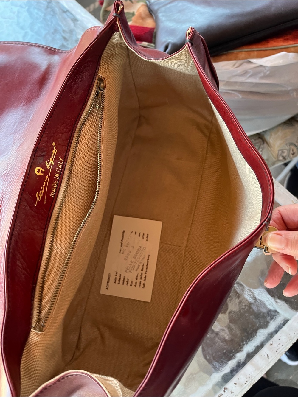 Etienne Aigner Top-Handle Briefcase Bag in Dark Burgundy - Picture 5 of 9